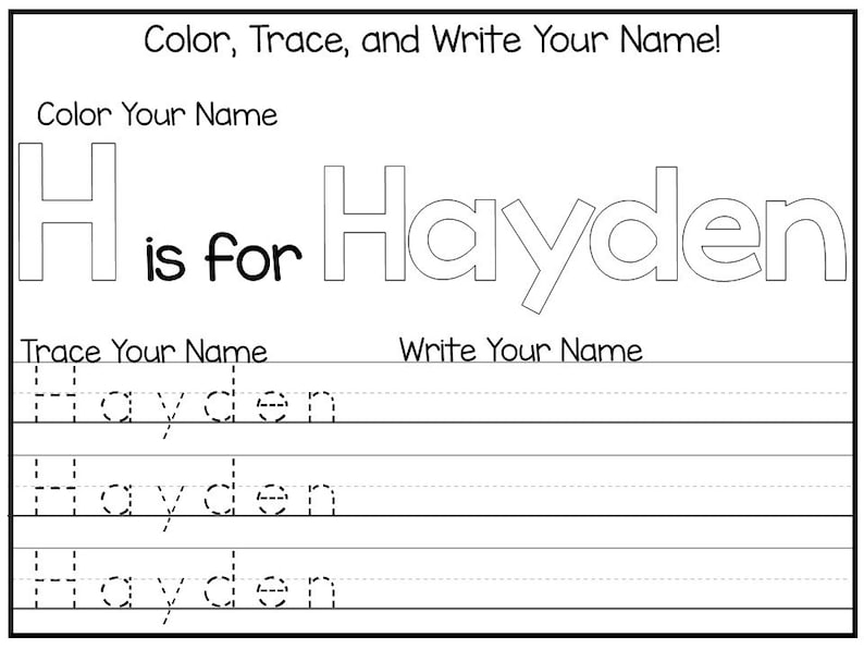 20 Printable HAYDEN Name Tracing Worksheets And Activities No Etsy