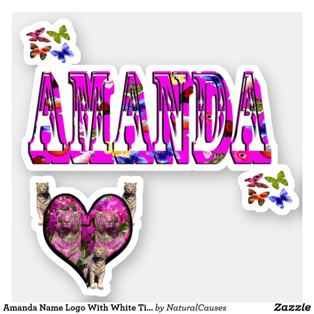 Amanda Name Logo With White Tigers Zazzle au Pretty Names 