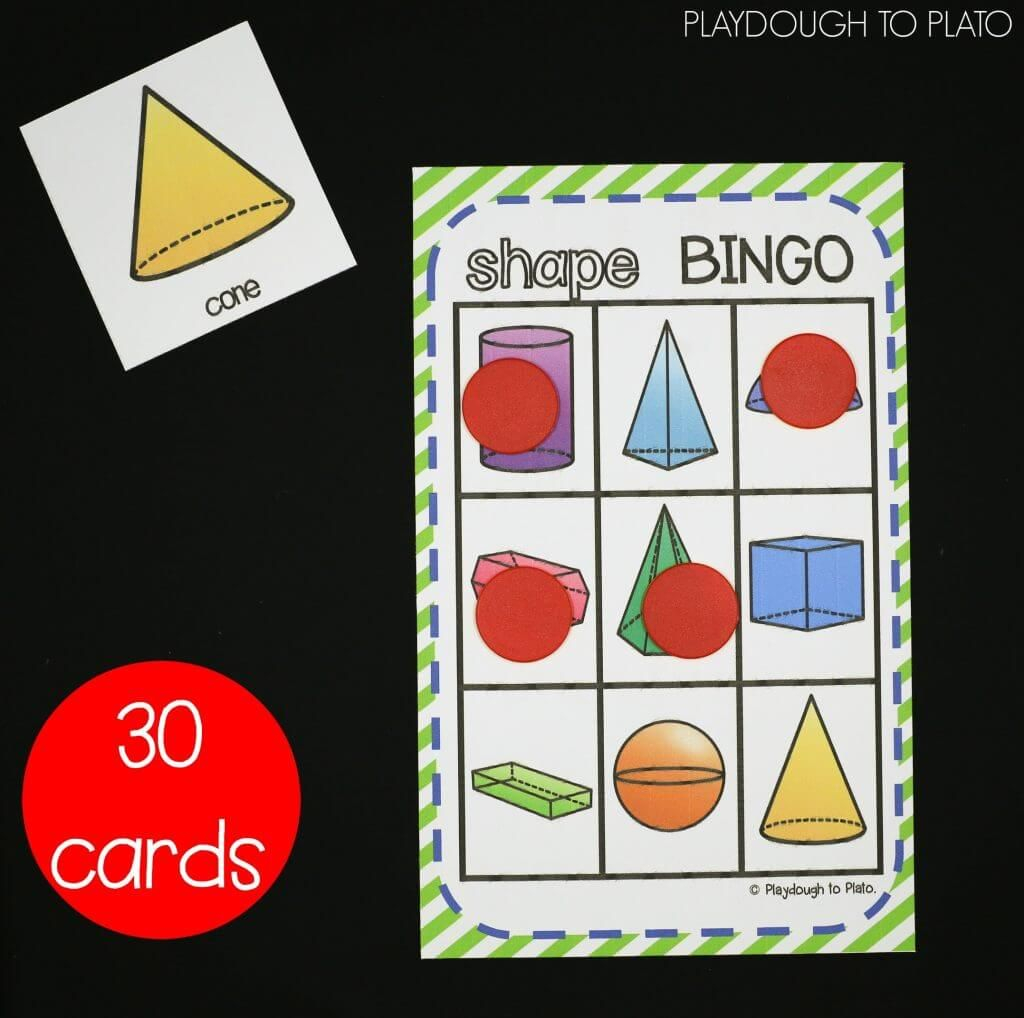 Class Set Of 3D Shape Bingo Kindergarten Money Worksheets Shape