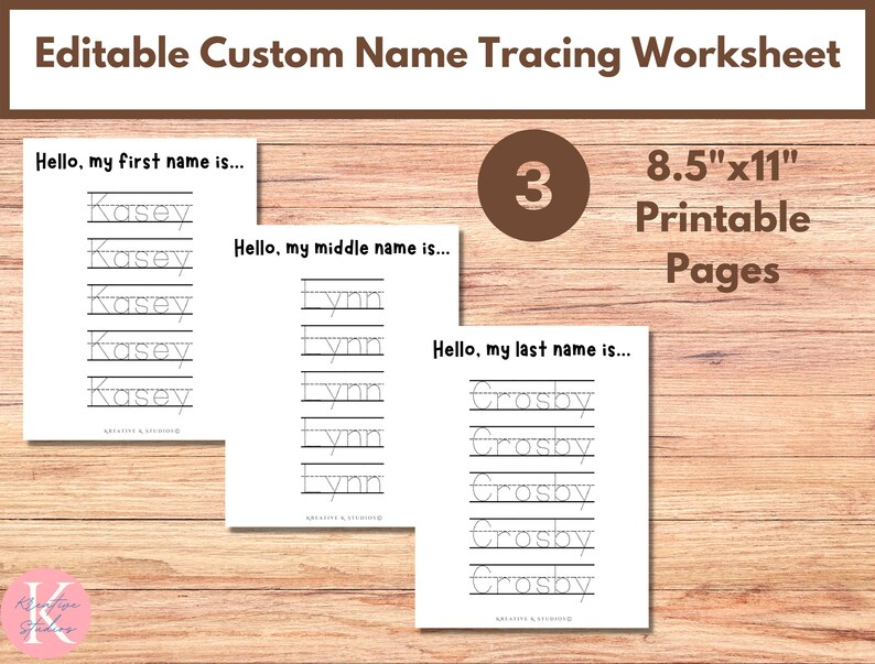 Editable Custom Name Tracing PDF Worksheet In Canva For Etsy