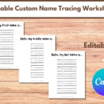 Editable Custom Name Tracing PDF Worksheet In Canva For Etsy