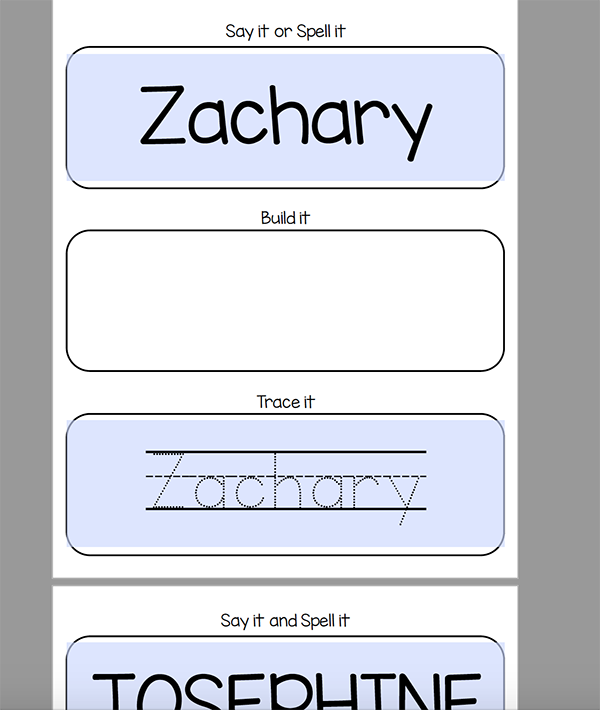 Editable Name Spelling And Tracing Printables