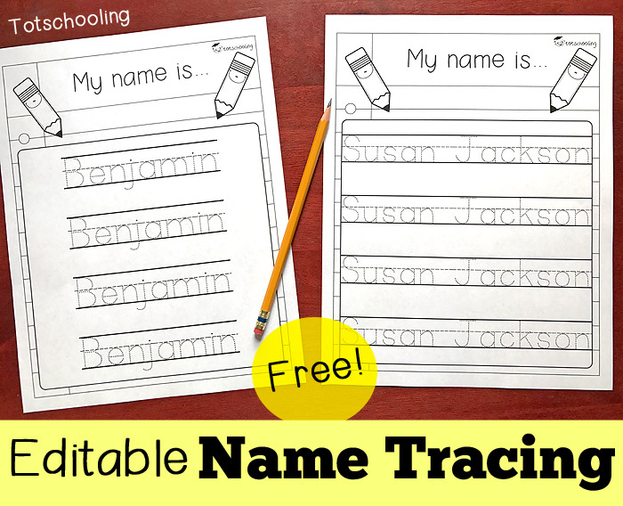 Editable Name Tracing Sheet Totschooling Toddler Preschool 