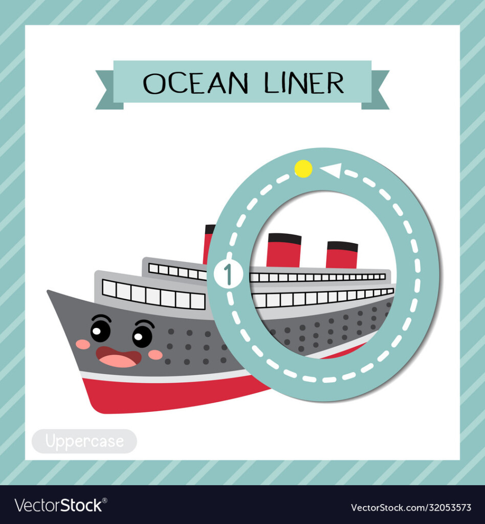 Letter O Uppercase Tracing Ocean Liner Royalty Free Vector