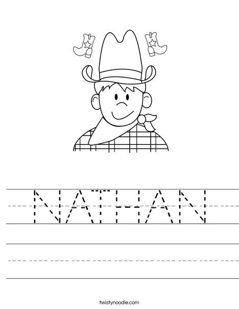 NATHAN Worksheet Wild West Theme Preschool Fun Cowboy Crafts