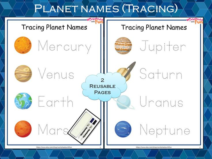 Planet Names Tracing Printable Worksheet Learning Planets Etsy In 