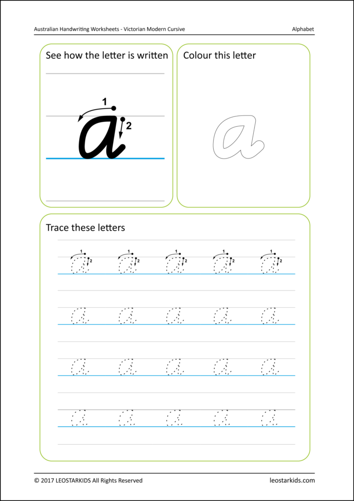 Queensland Cursive Handwriting Worksheets Printouts Download Practice 