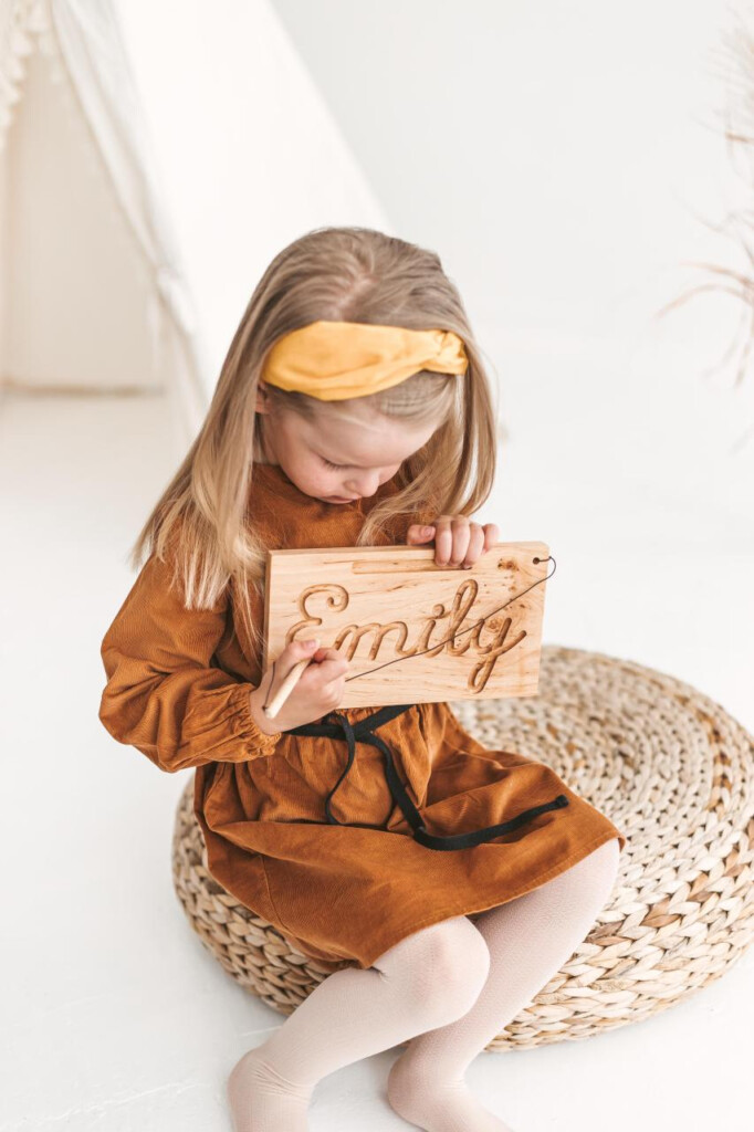 Wooden Name Tracing Board With Pen Place Woodinout Learning Toys